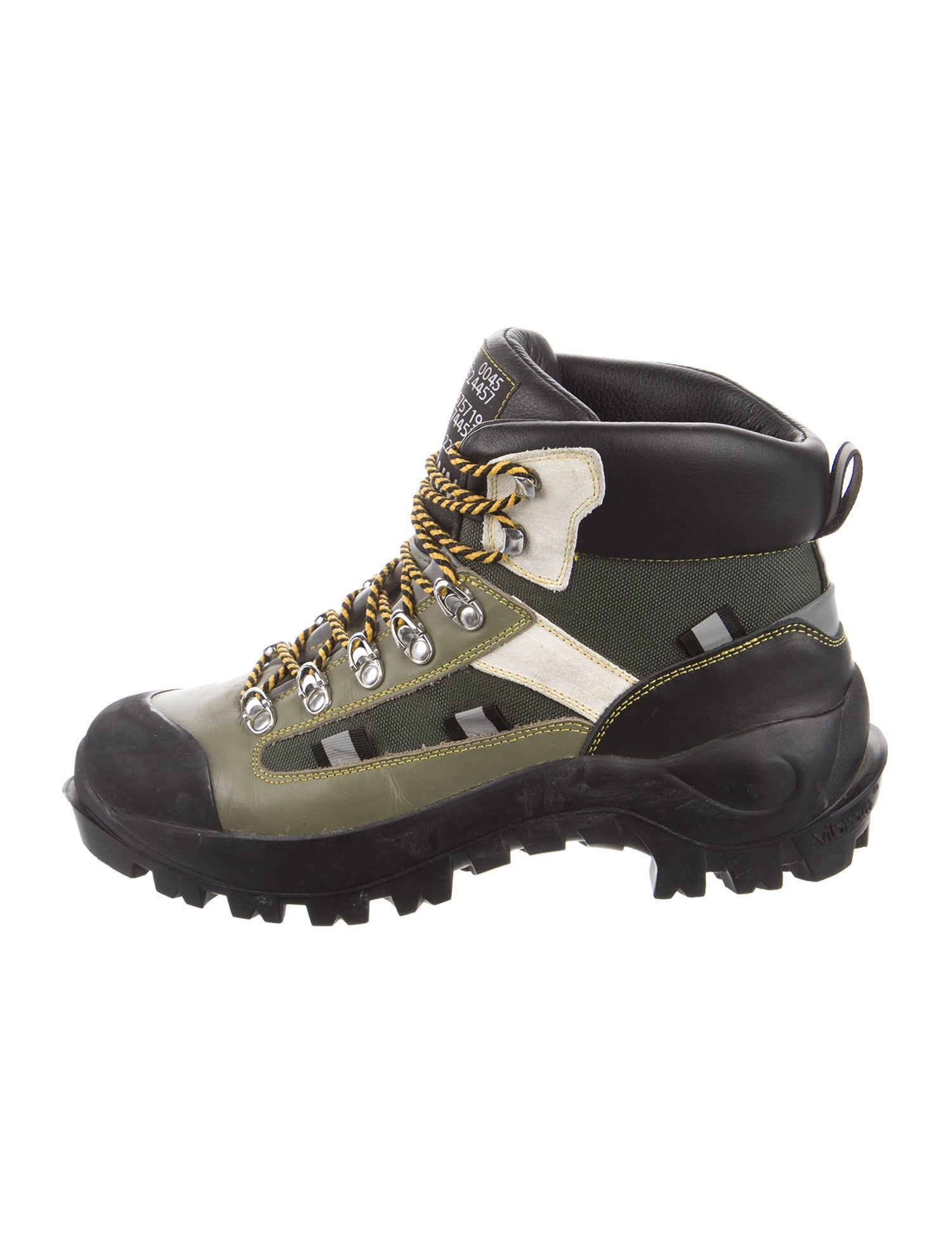 Ganni Leather Colorblock Pattern Hiking Boots