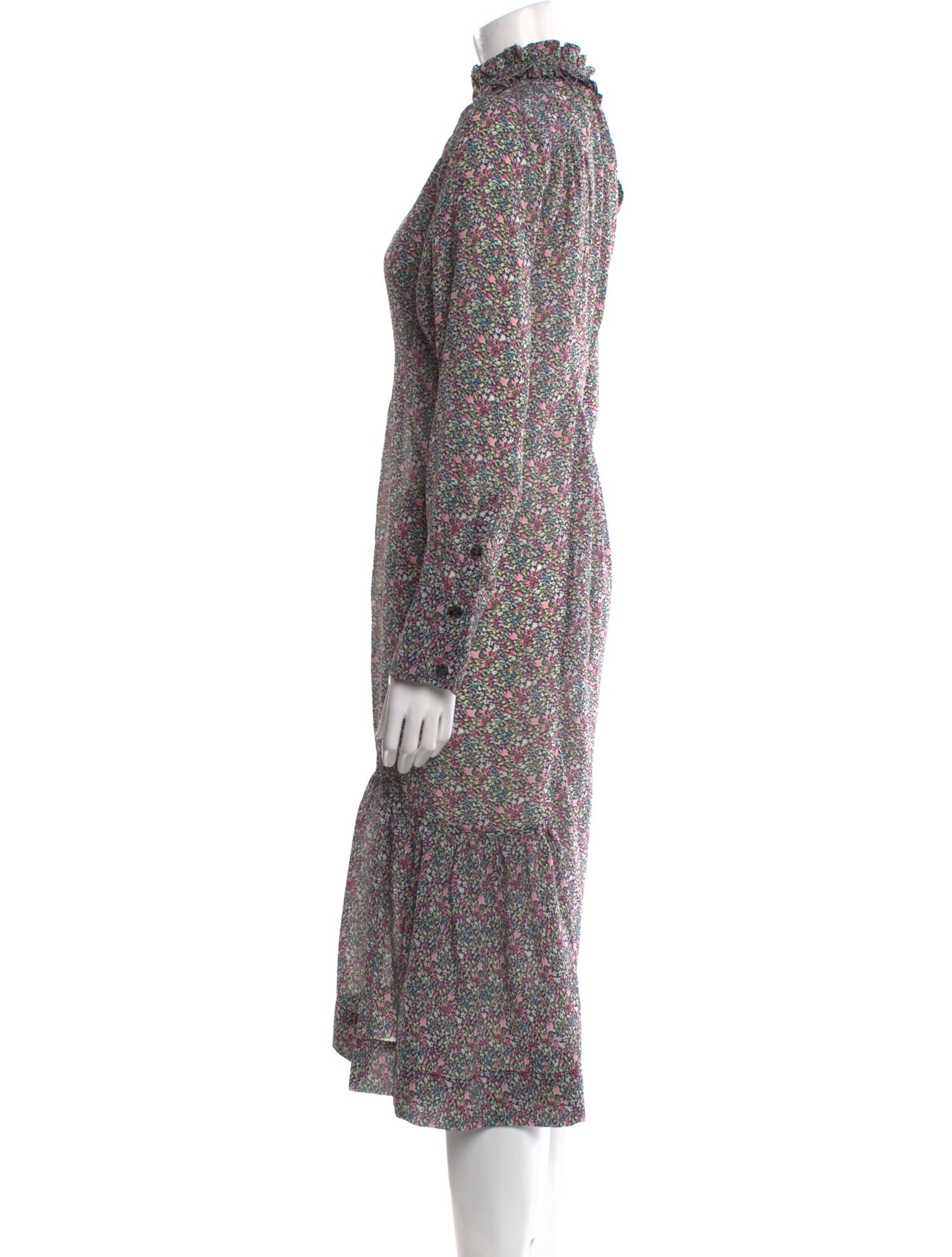 Ganni Floral Print Midi Length Dress