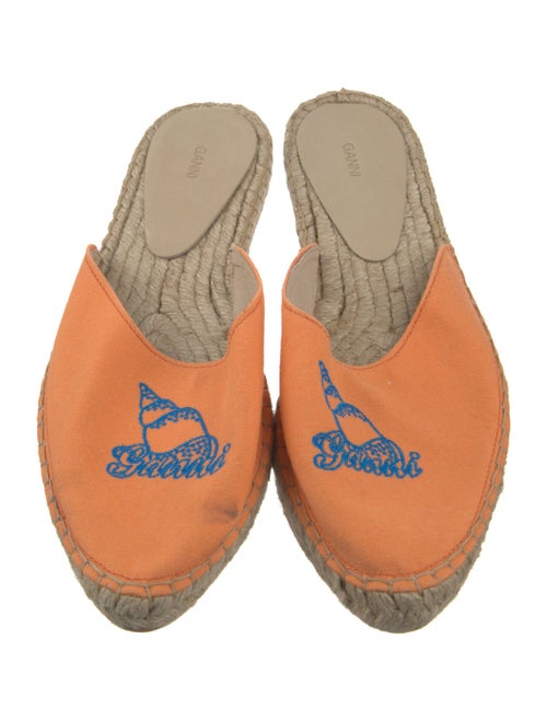 Ganni Canvas Embroidered Accent Mules