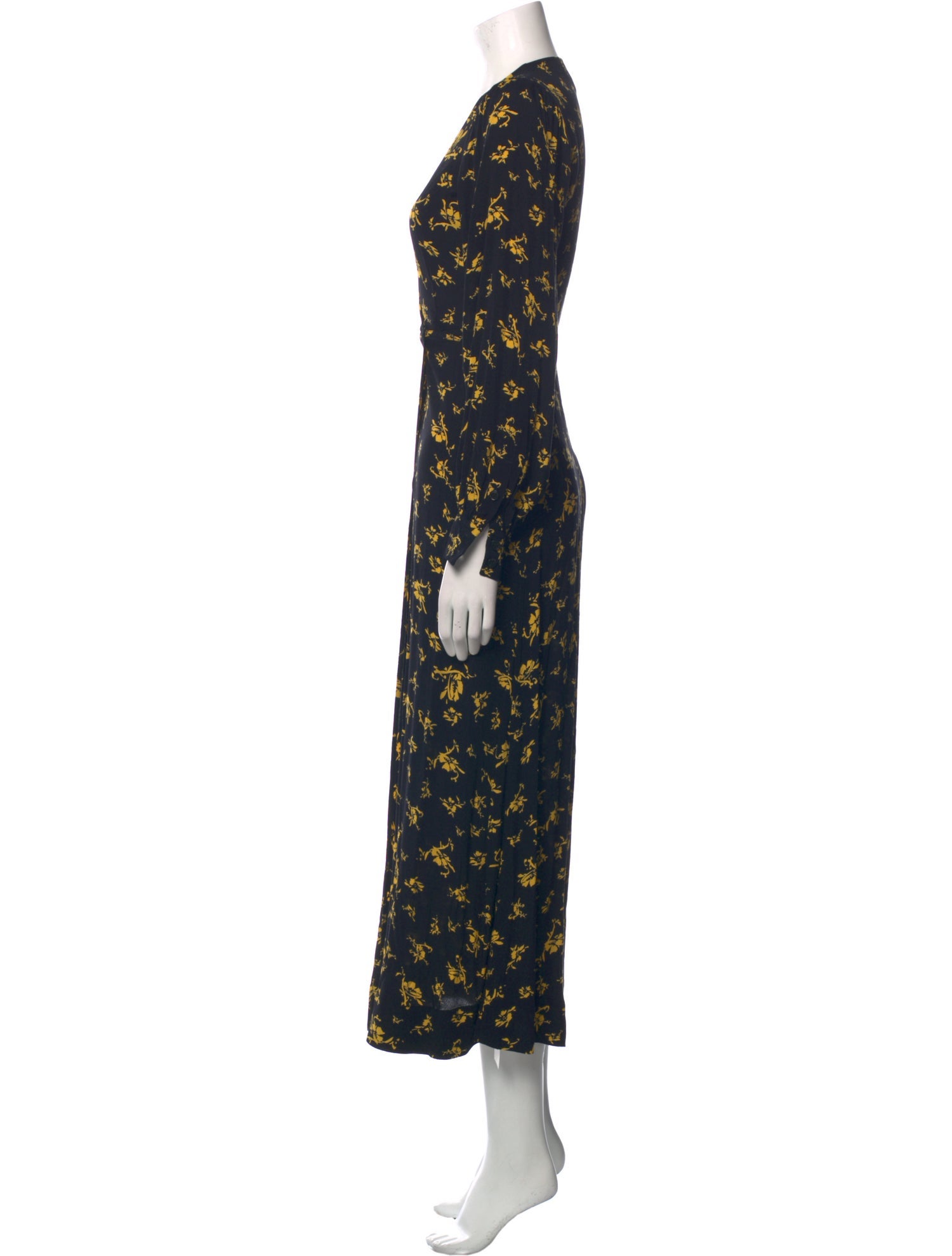 Ganni Floral Print Long Dress - Black Dresses, Clothing