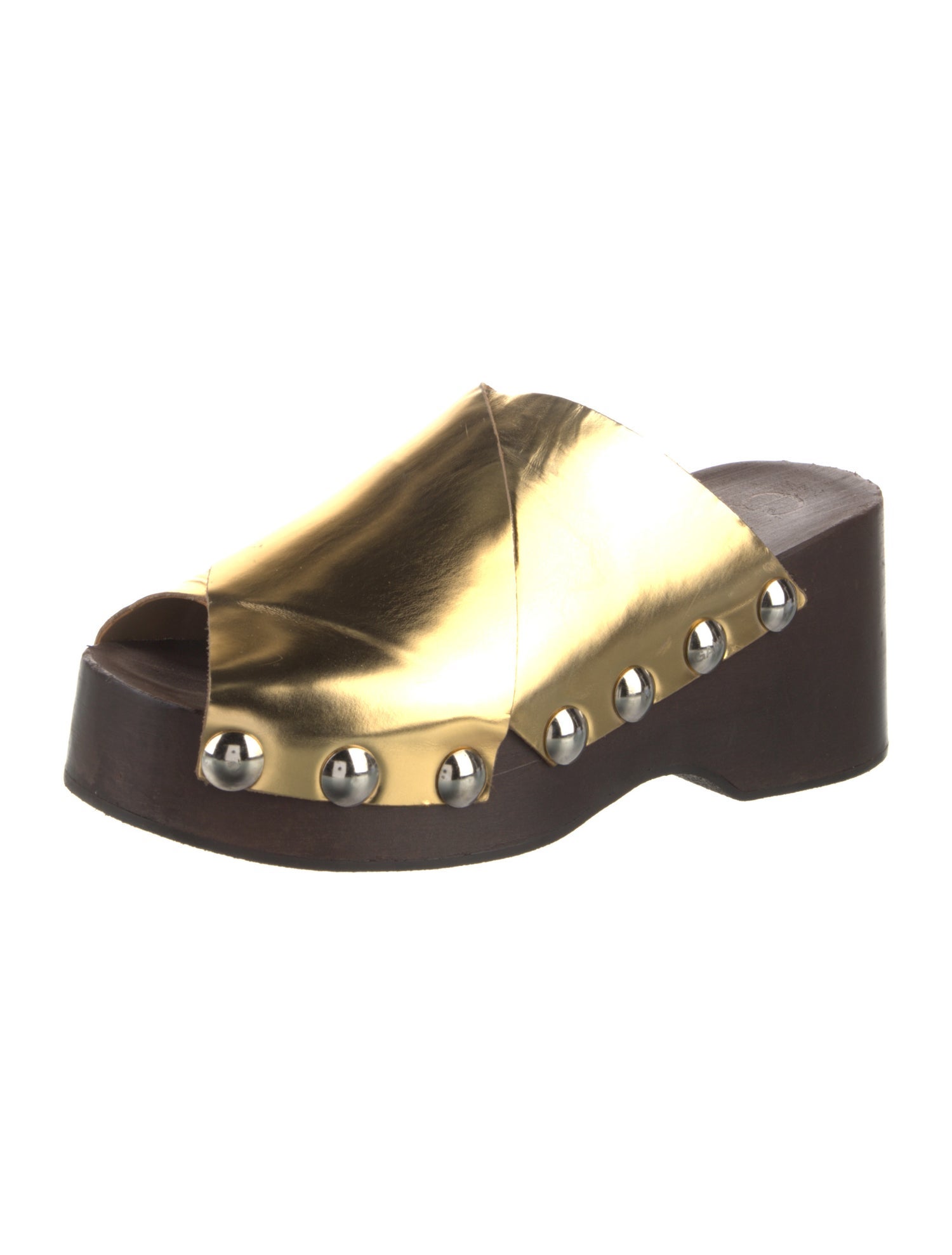 Ganni Leather Studded Accents Slides