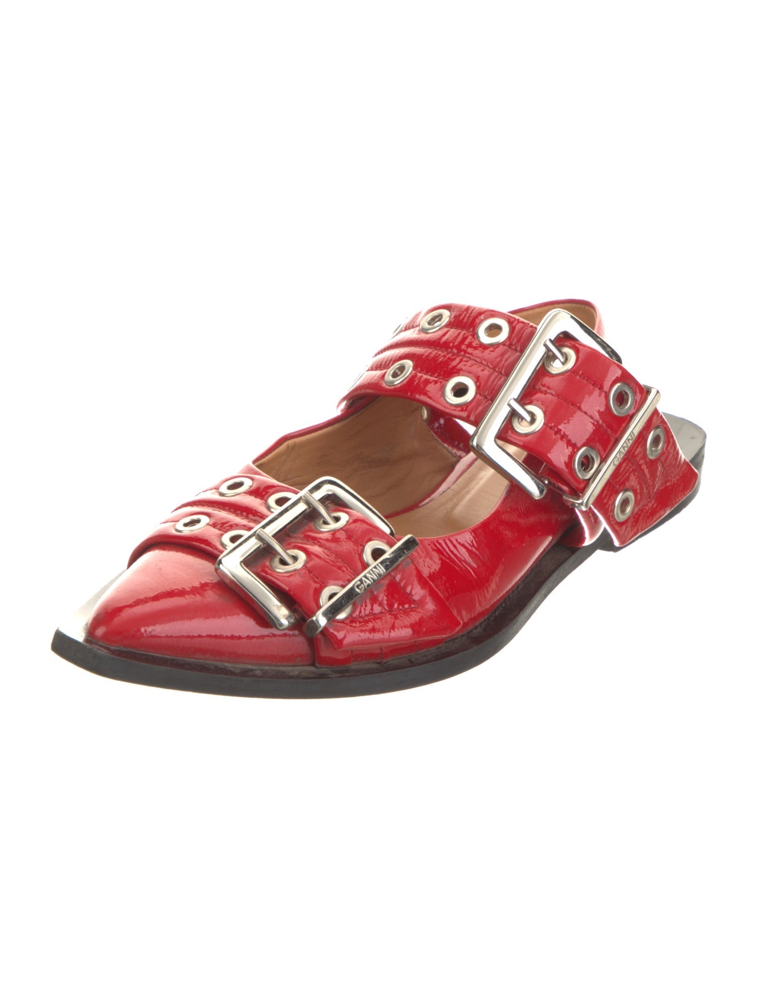 Ganni Patent Leather Slingback Flats