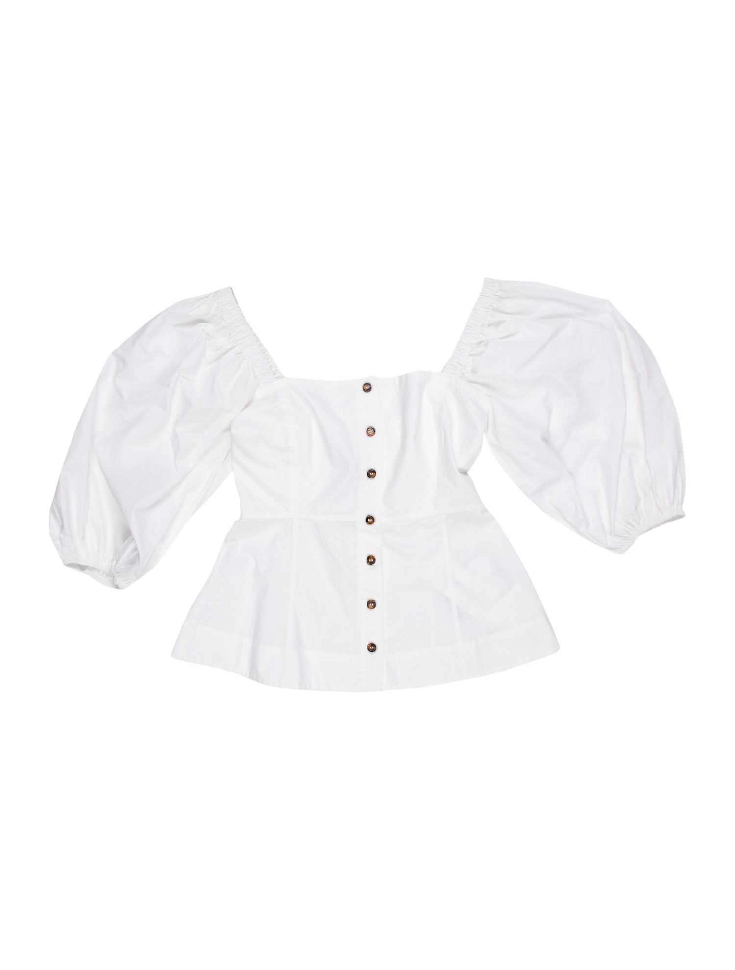 Ganni Square Neckline Short Sleeve Crop Top