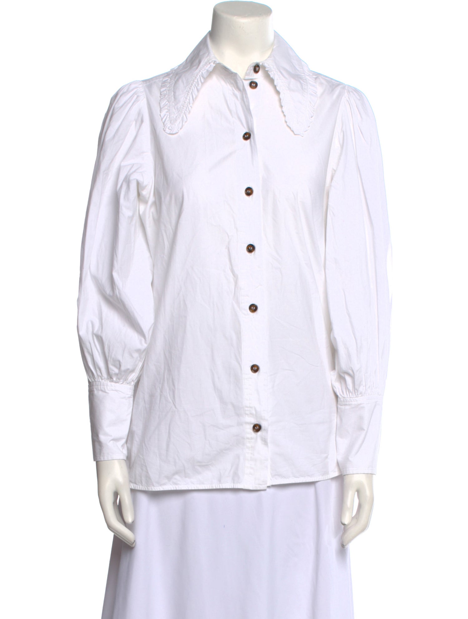 Ganni Long Sleeve Button-Up Top