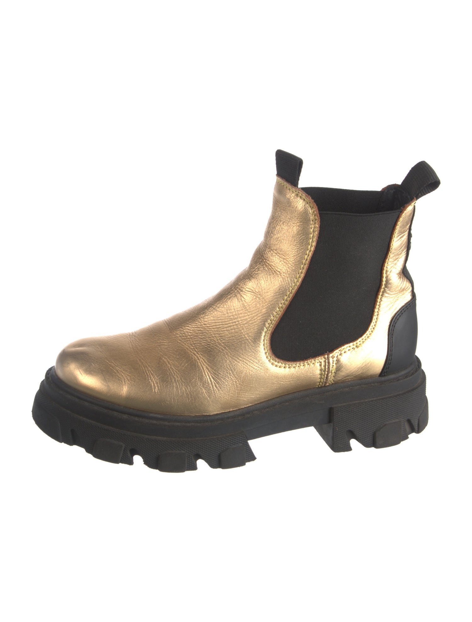 Ganni Leather Grosgrain Trim Chelsea Boots