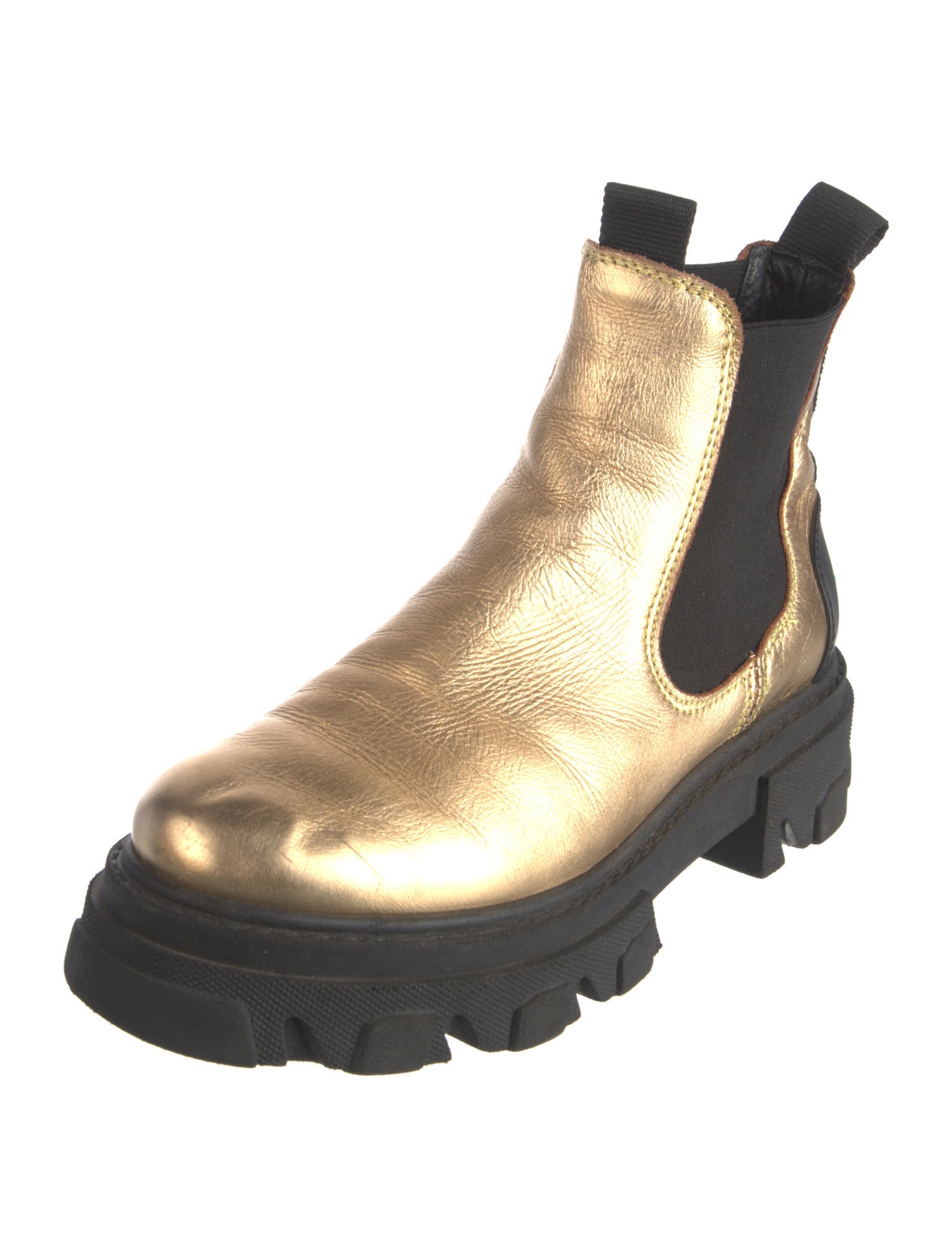 Ganni Leather Grosgrain Trim Chelsea Boots