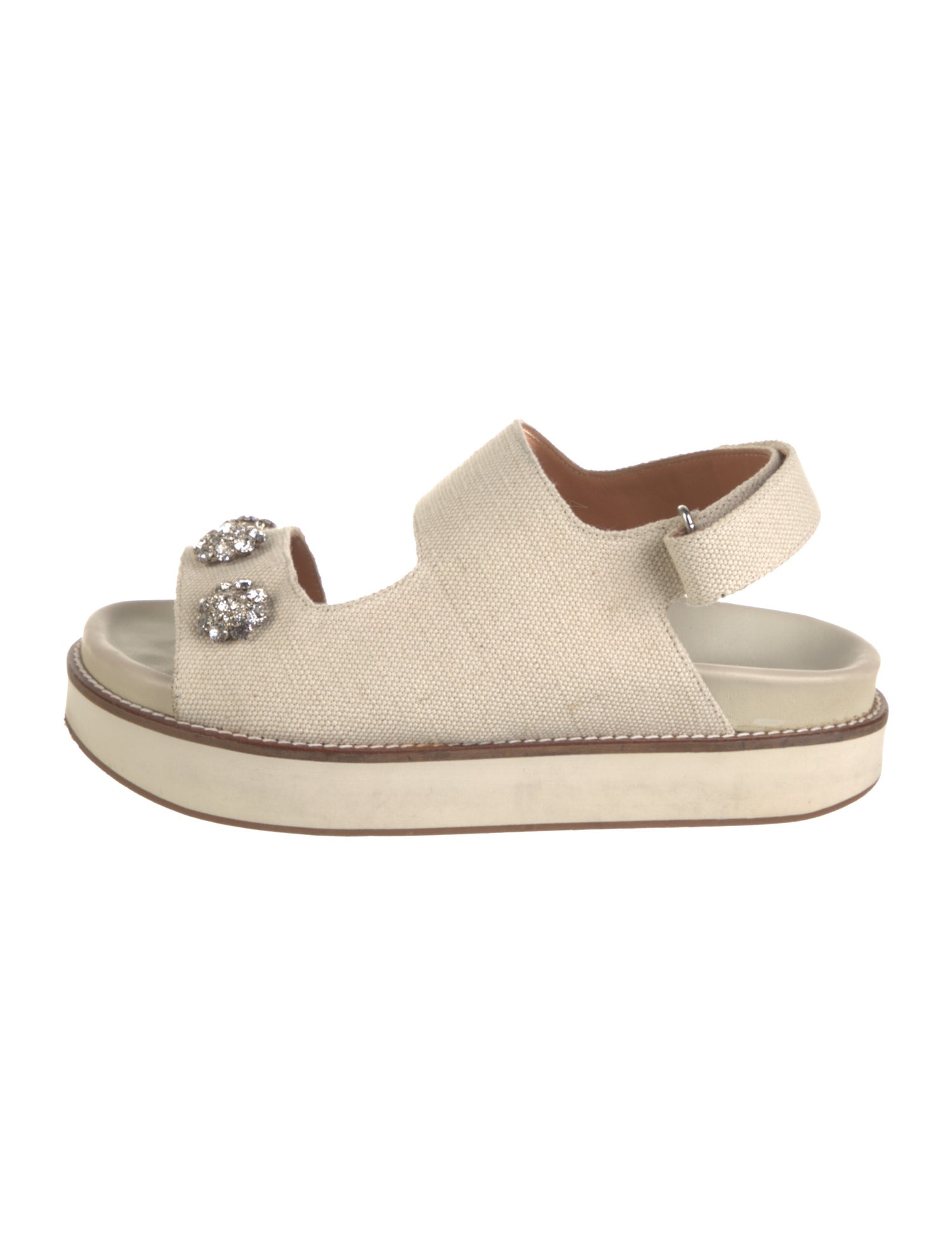 Ganni Canvas Crystal Embellishments Slingback Sandals