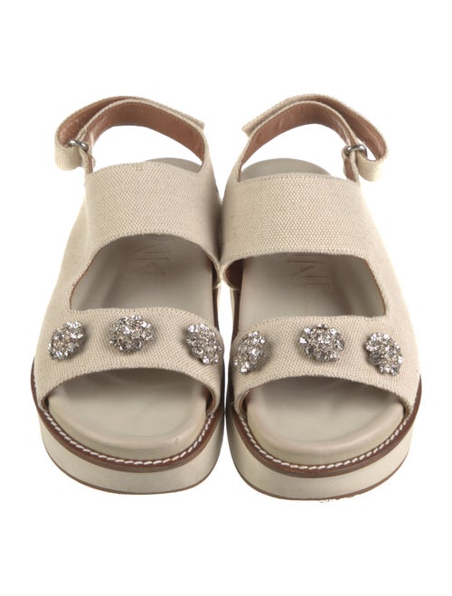 Ganni Canvas Crystal Embellishments Slingback Sandals