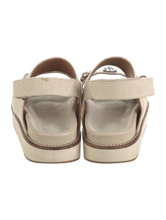 Ganni Canvas Crystal Embellishments Slingback Sandals