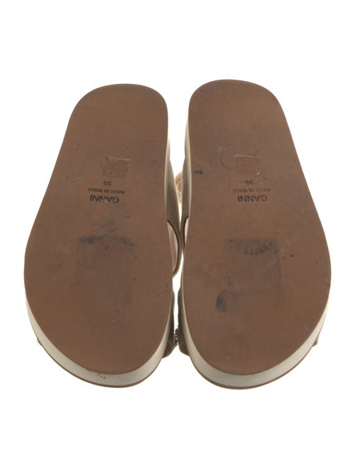 Ganni Canvas Crystal Embellishments Slingback Sandals