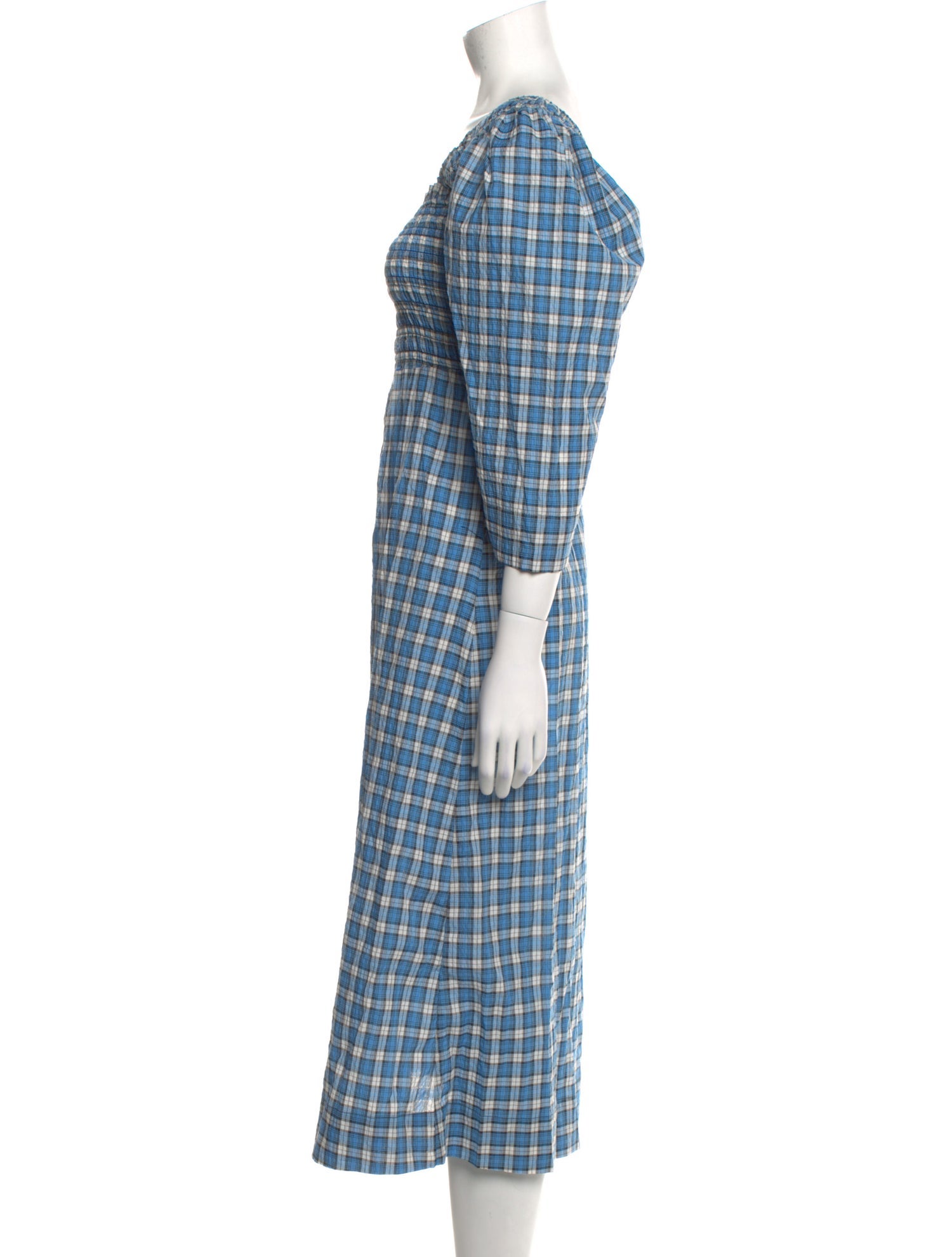 Ganni Plaid Print Long Dress