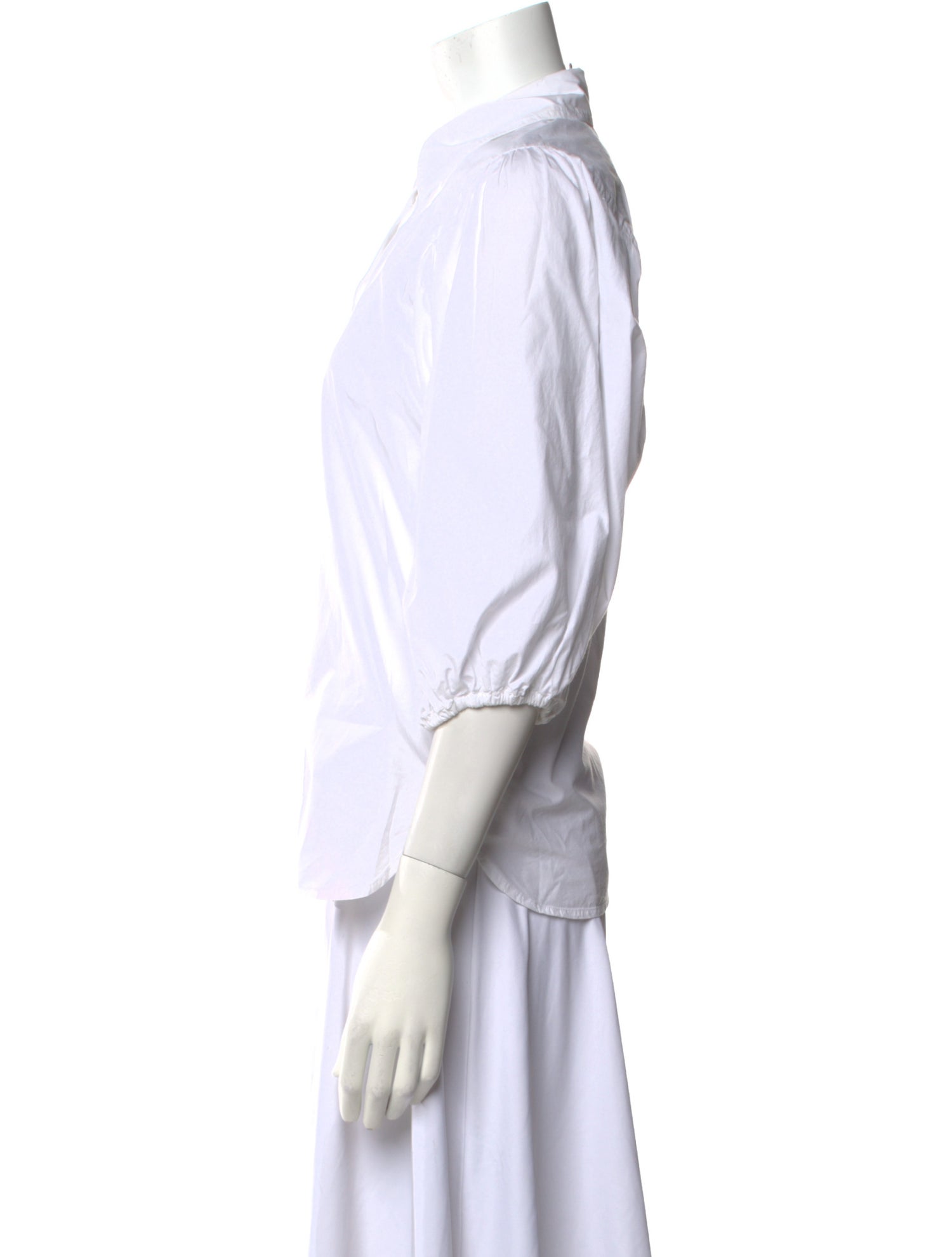 Ganni Three-Quarter Sleeve Button-Up Top