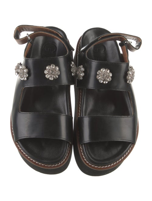 Ganni Leather Crystal Embellishments Slingback Sandals