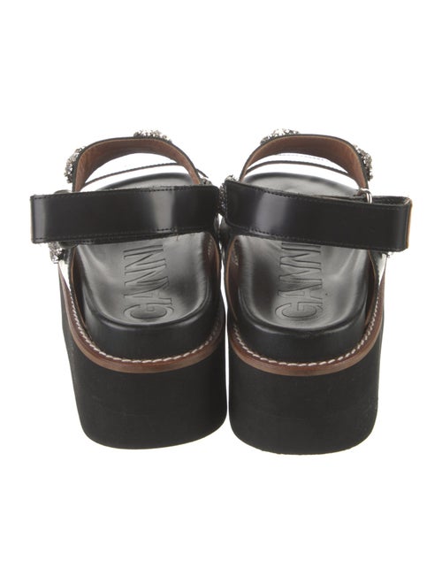 Ganni Leather Crystal Embellishments Slingback Sandals