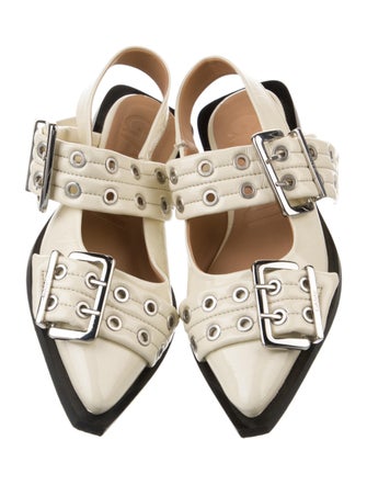 Ganni Patent Leather Slingback Flats