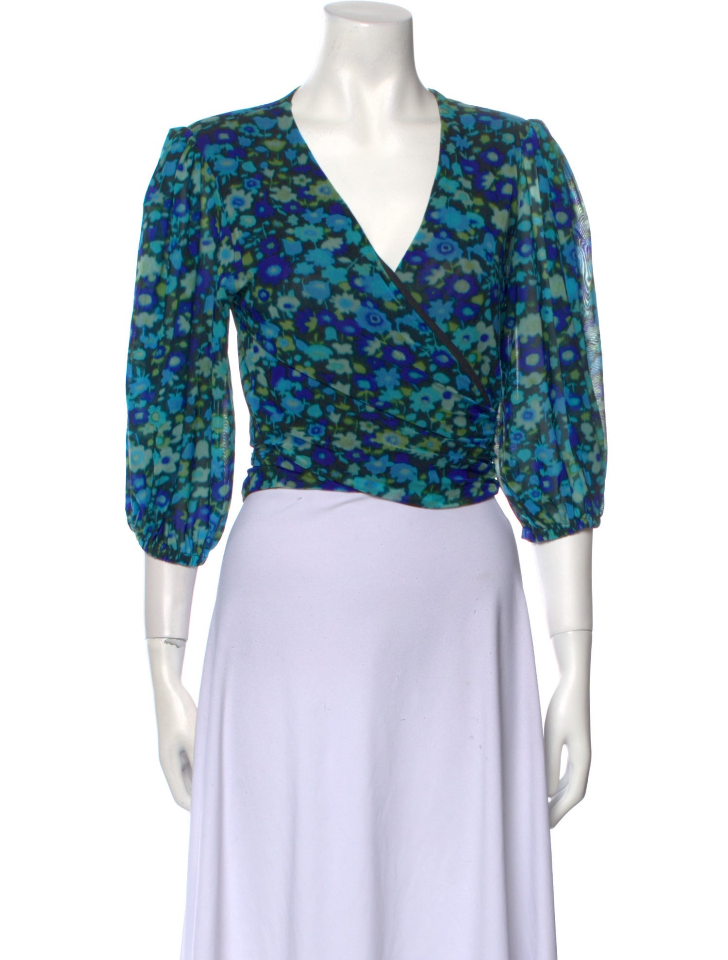 Ganni Floral Print V-Neck Crop Top