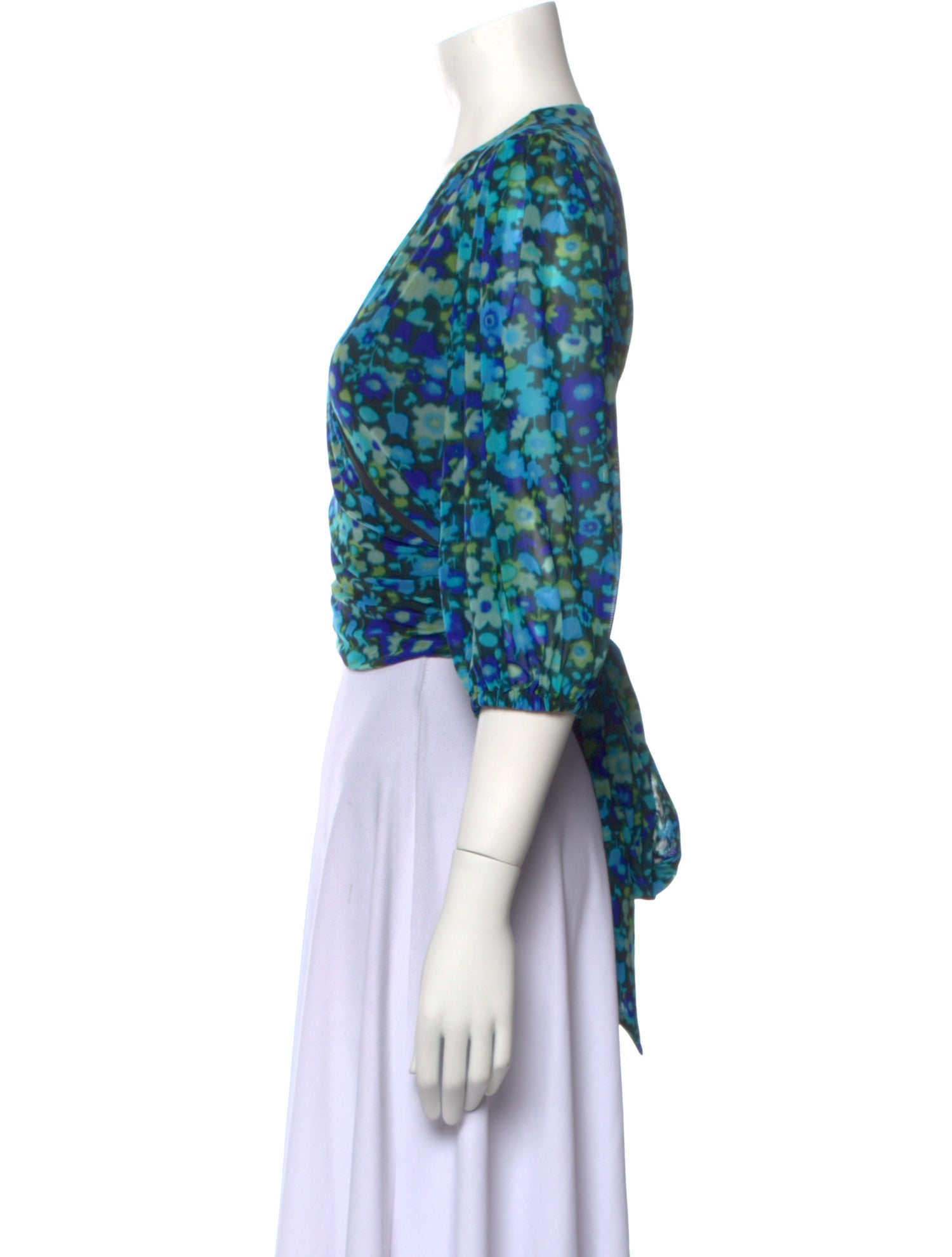 Ganni Floral Print V-Neck Crop Top