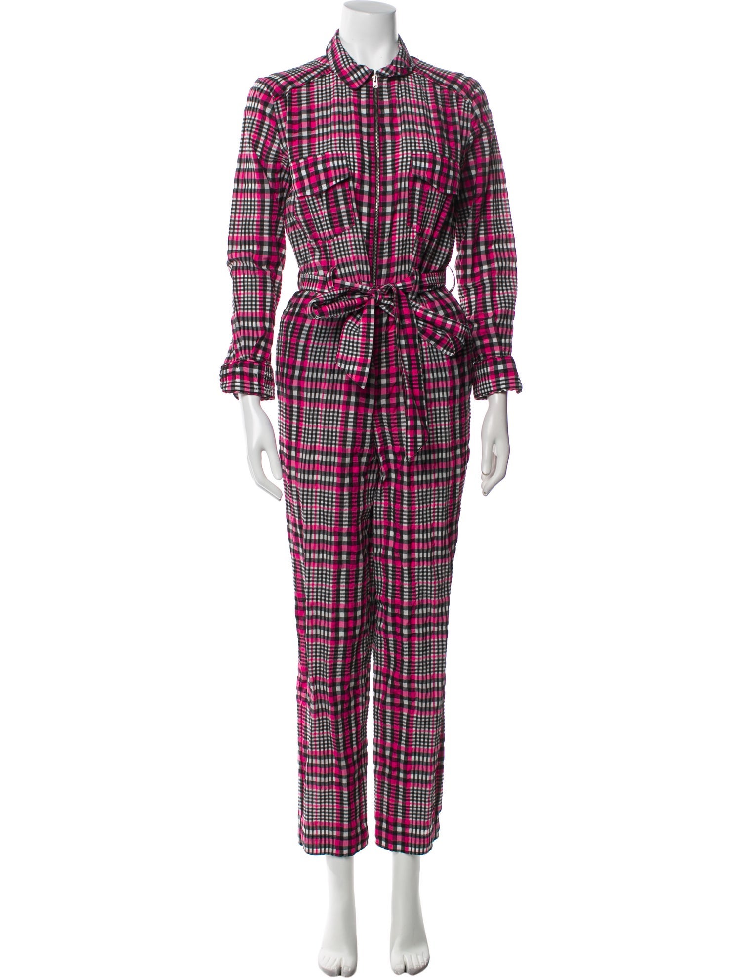 Ganni Plaid Print Jumpsuit
