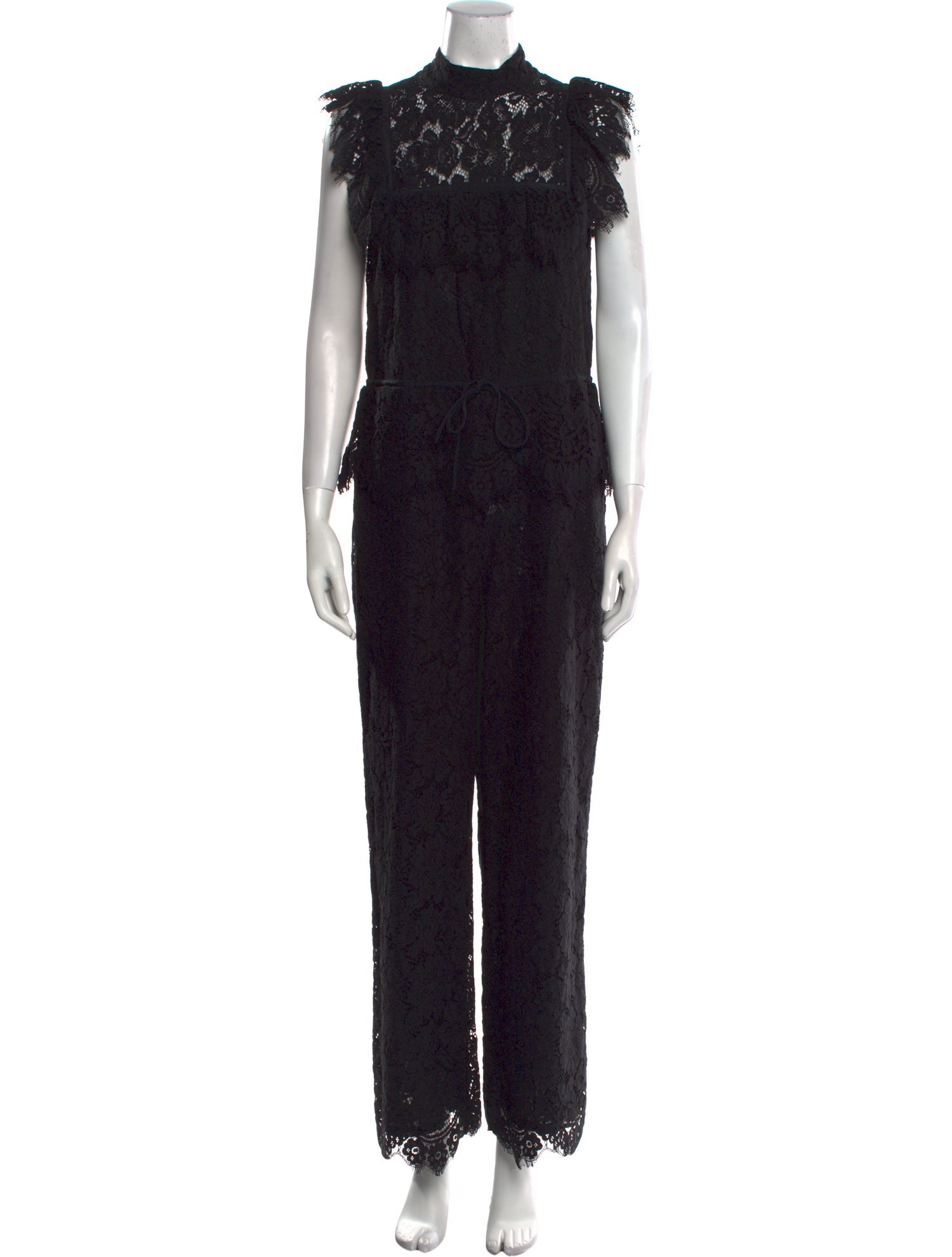 Ganni Lace Pattern Crew Neck Jumpsuit