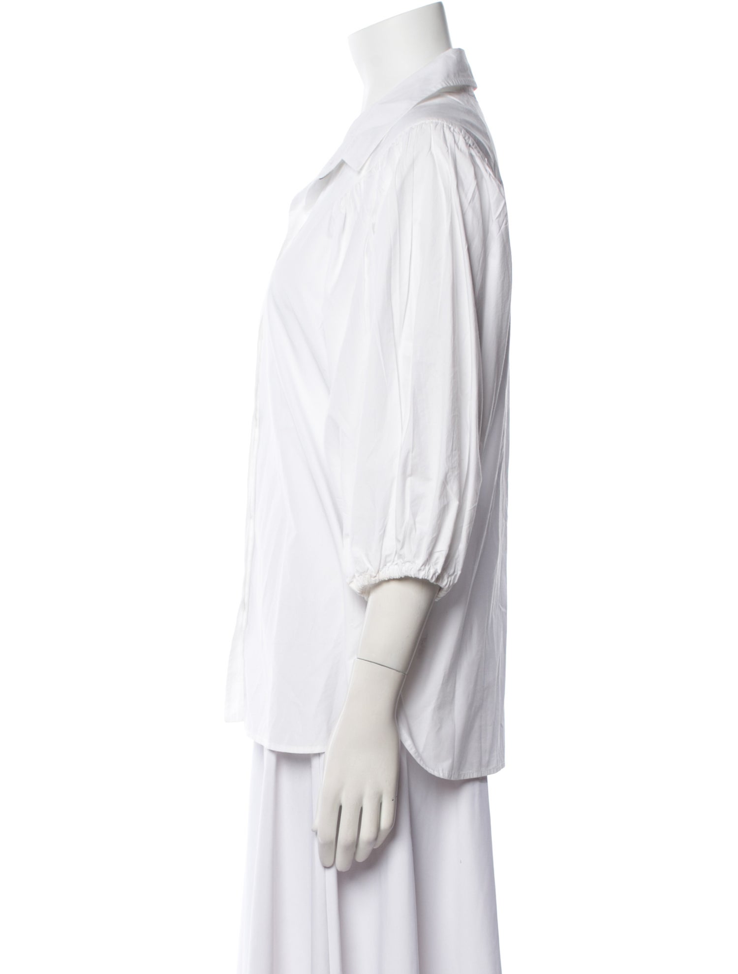 Ganni Three-Quarter Sleeve Button-Up Top