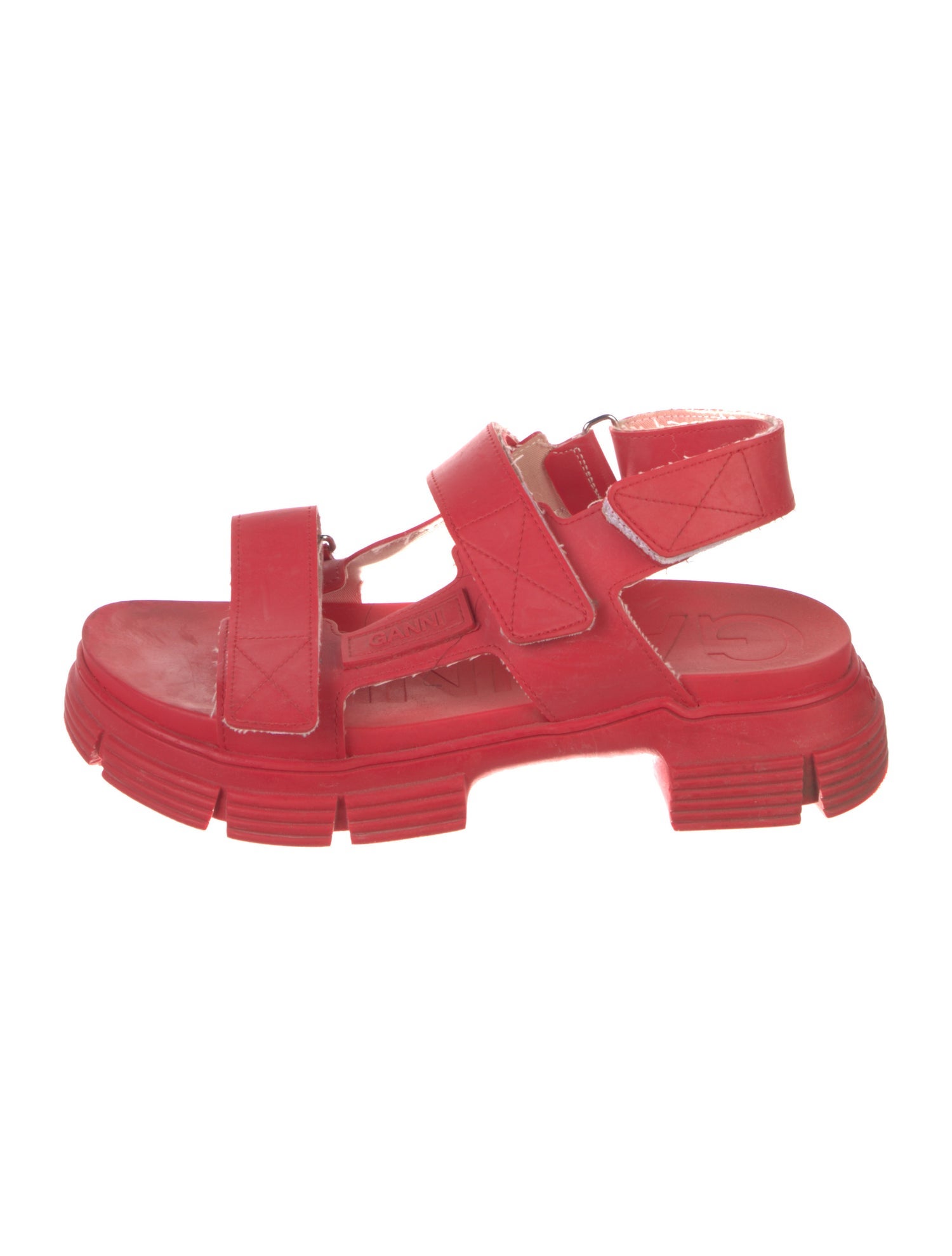 Ganni Rubber T-Strap Sandals