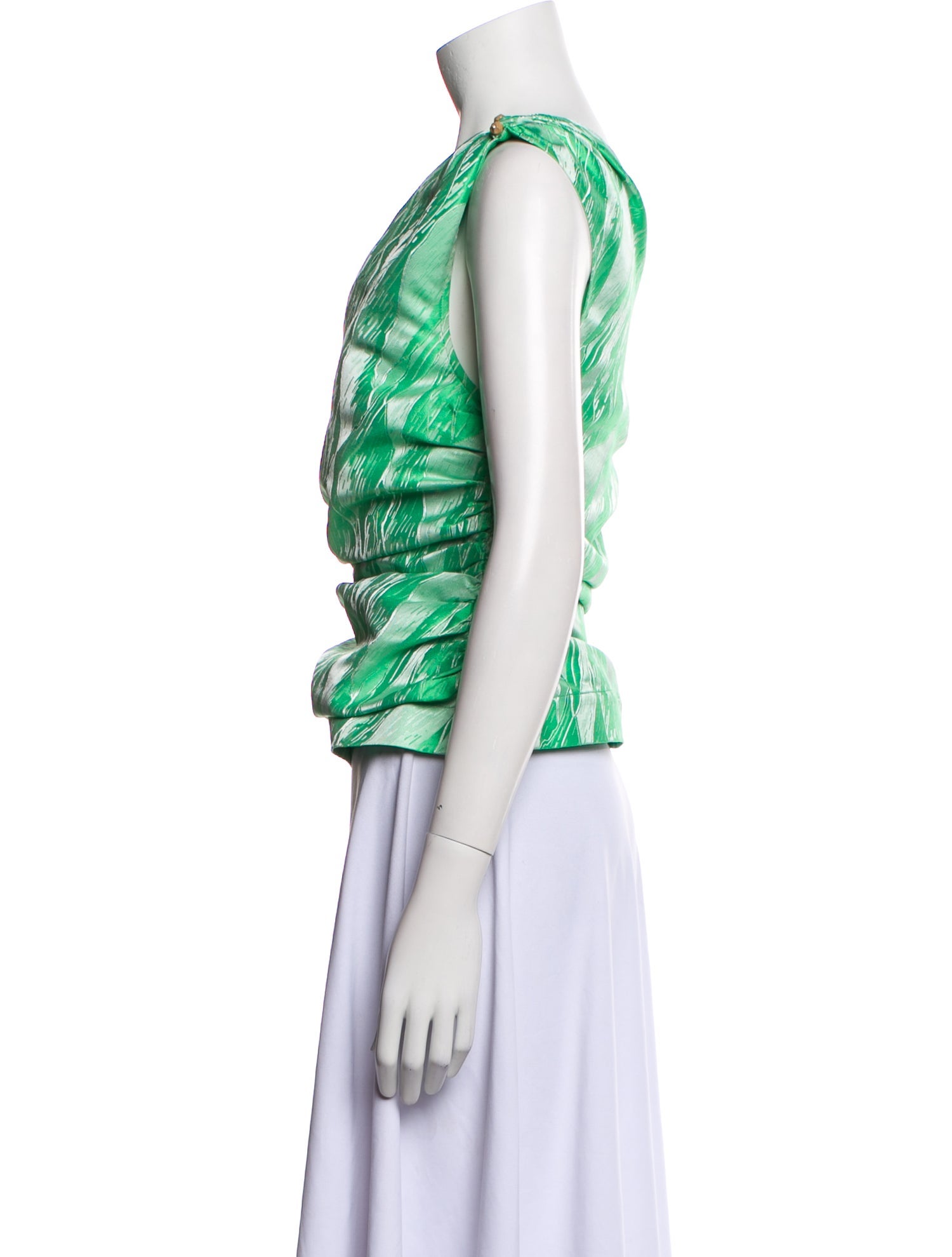 Ganni Printed One-Shoulder Top