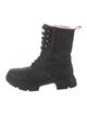 Ganni Canvas Fur Trim Combat Boots