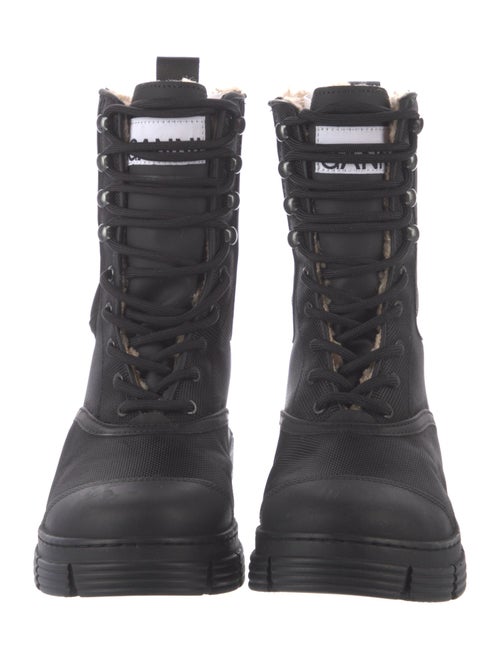 Ganni Canvas Fur Trim Combat Boots