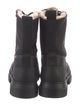 Ganni Canvas Fur Trim Combat Boots