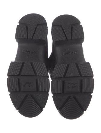 Ganni Canvas Fur Trim Combat Boots