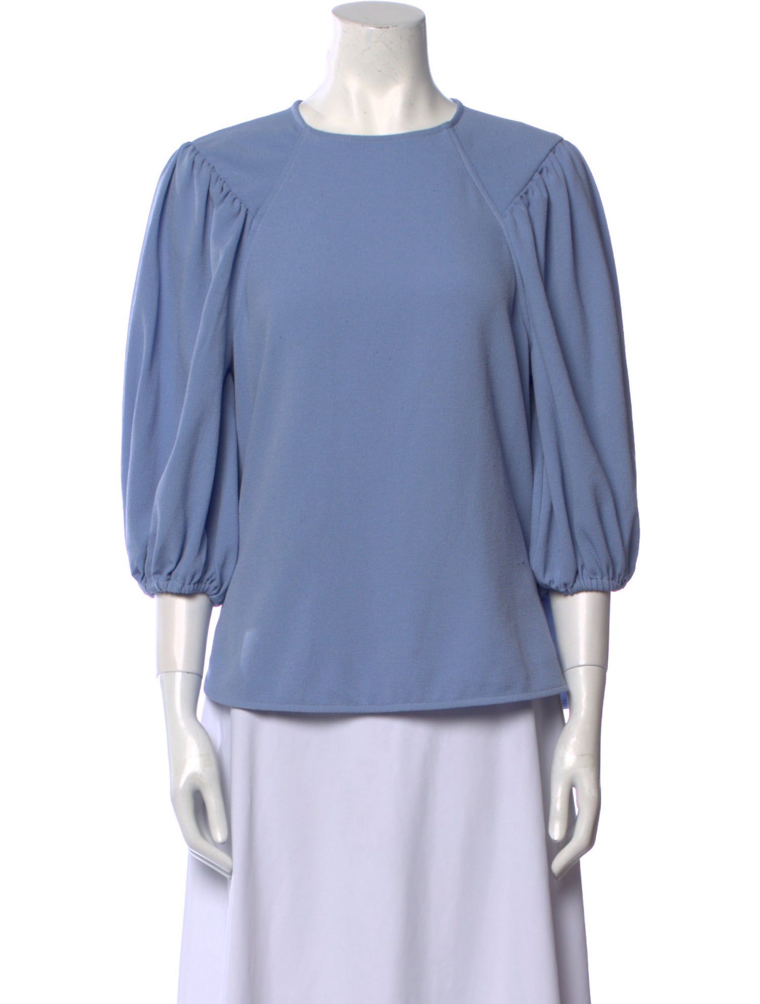 Ganni Bateau Neckline Three-Quarter Sleeve Blouse