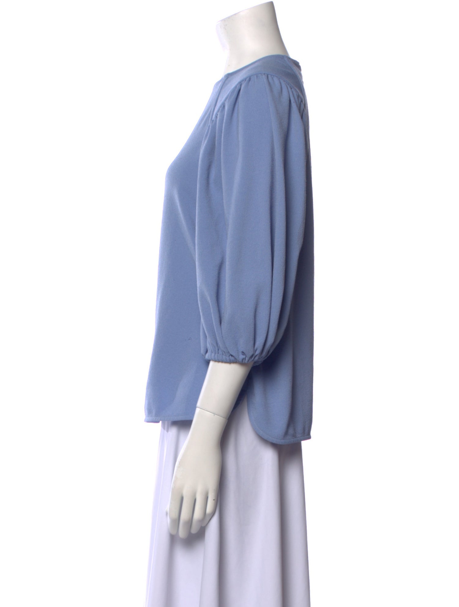 Ganni Bateau Neckline Three-Quarter Sleeve Blouse