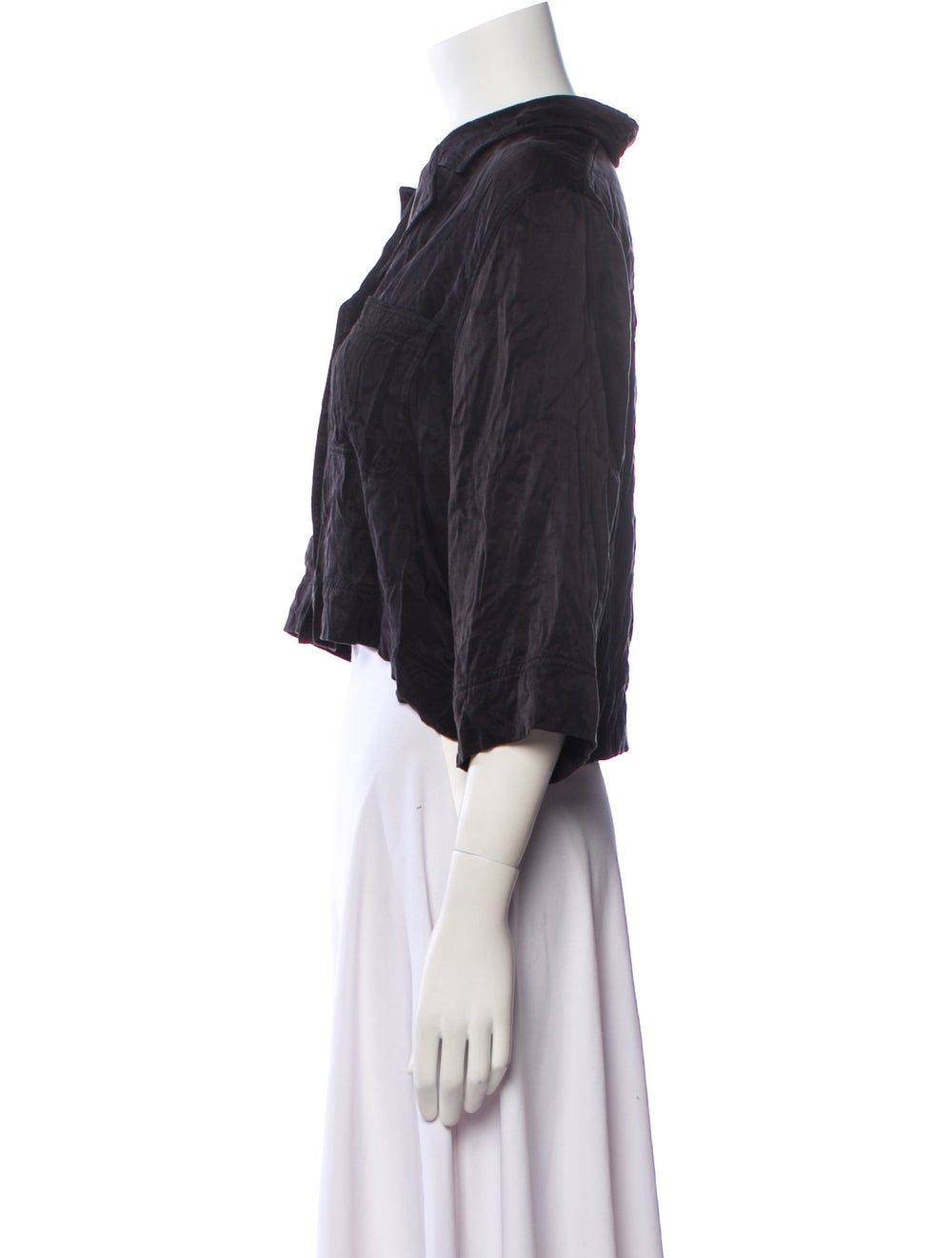 Ganni Jacket Black Pointed Collar Patch Pockets & - image 2