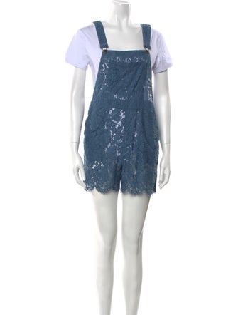 Ganni Lace Pattern Square Neckline Romper