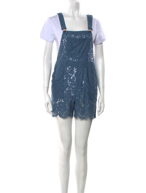 Ganni Lace Pattern Square Neckline Romper