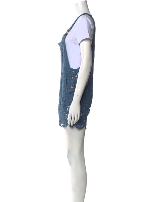 Ganni Lace Pattern Square Neckline Romper