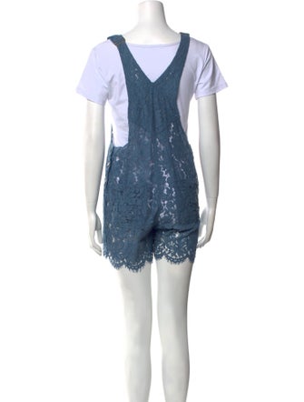 Ganni Lace Pattern Square Neckline Romper