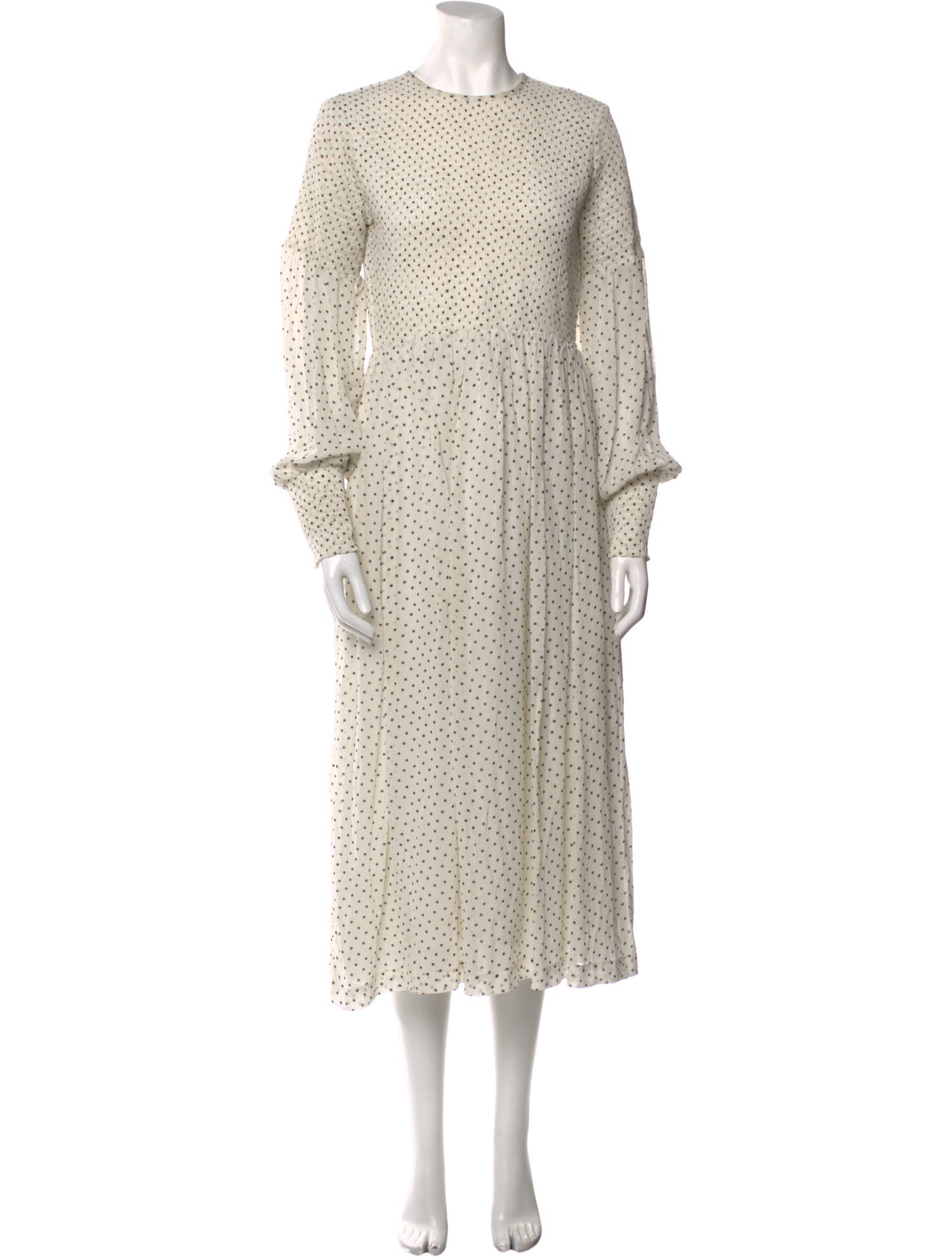 Ganni Polka Dot Print Midi Length Dress