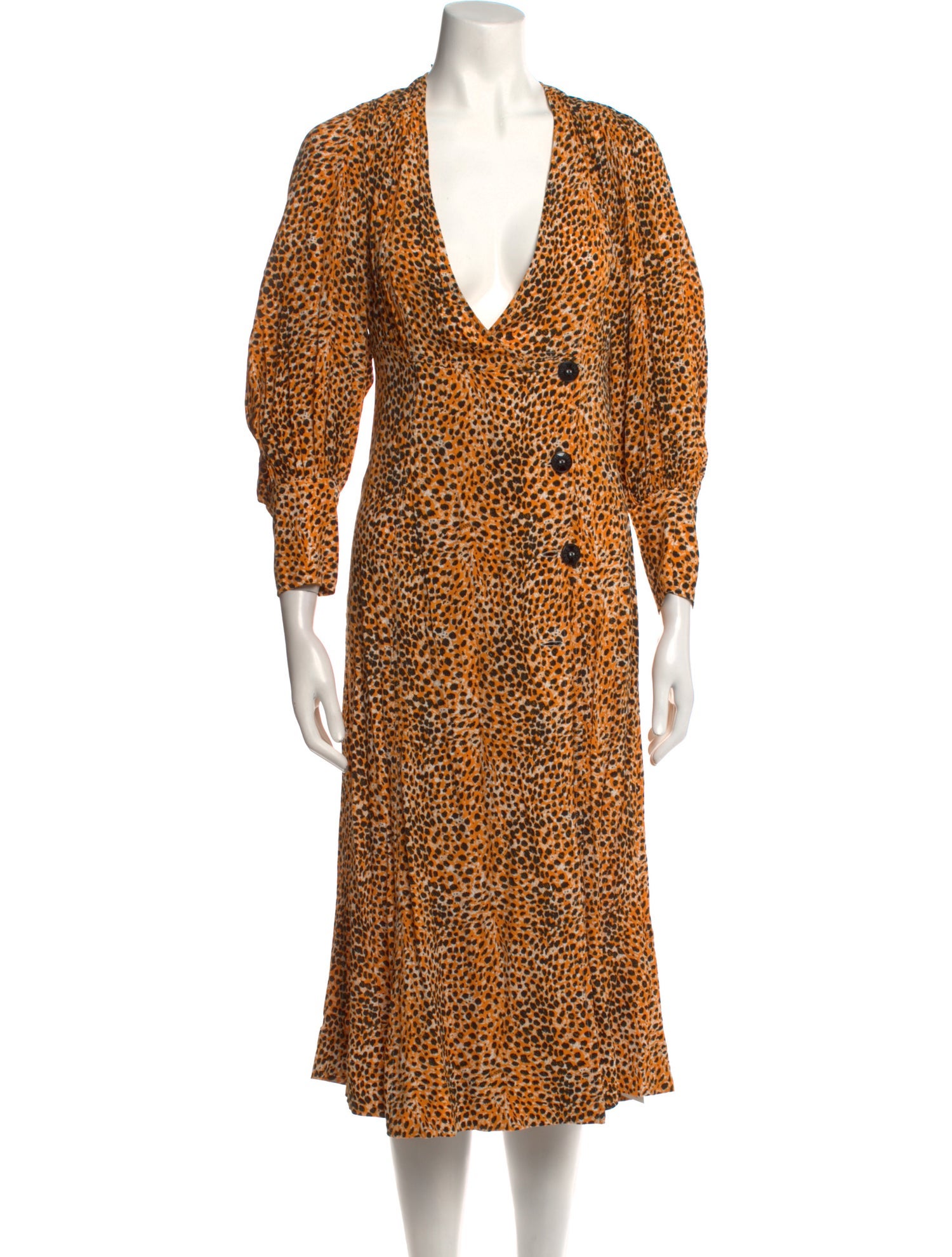 Ganni Animal Print Midi Length Dress