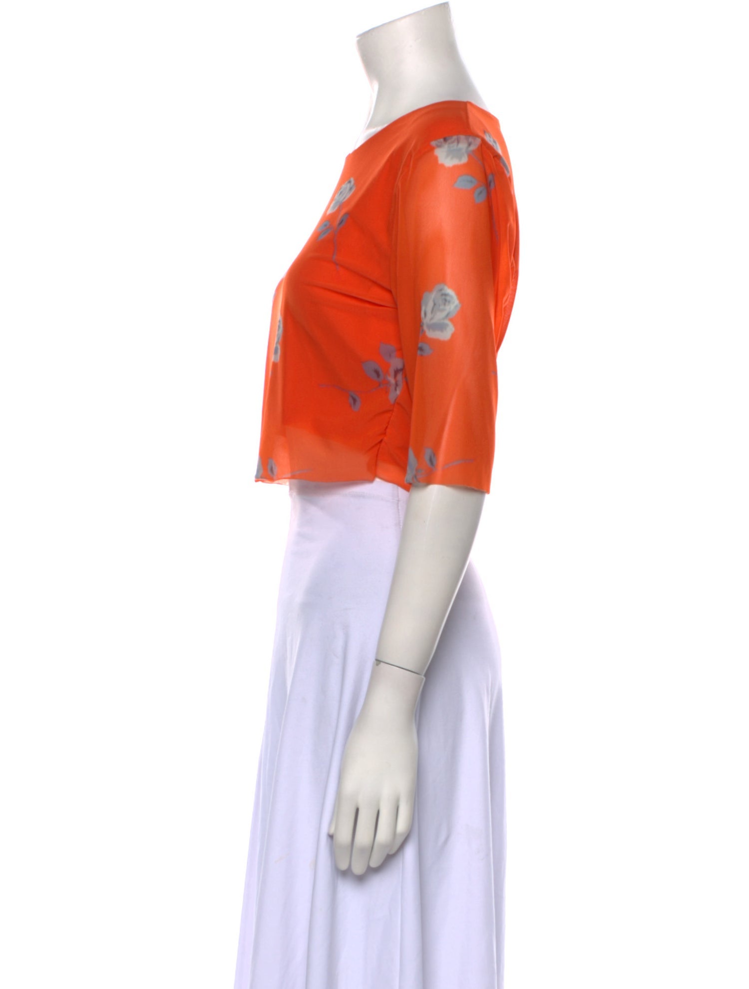 Ganni Printed Bateau Neckline Crop Top