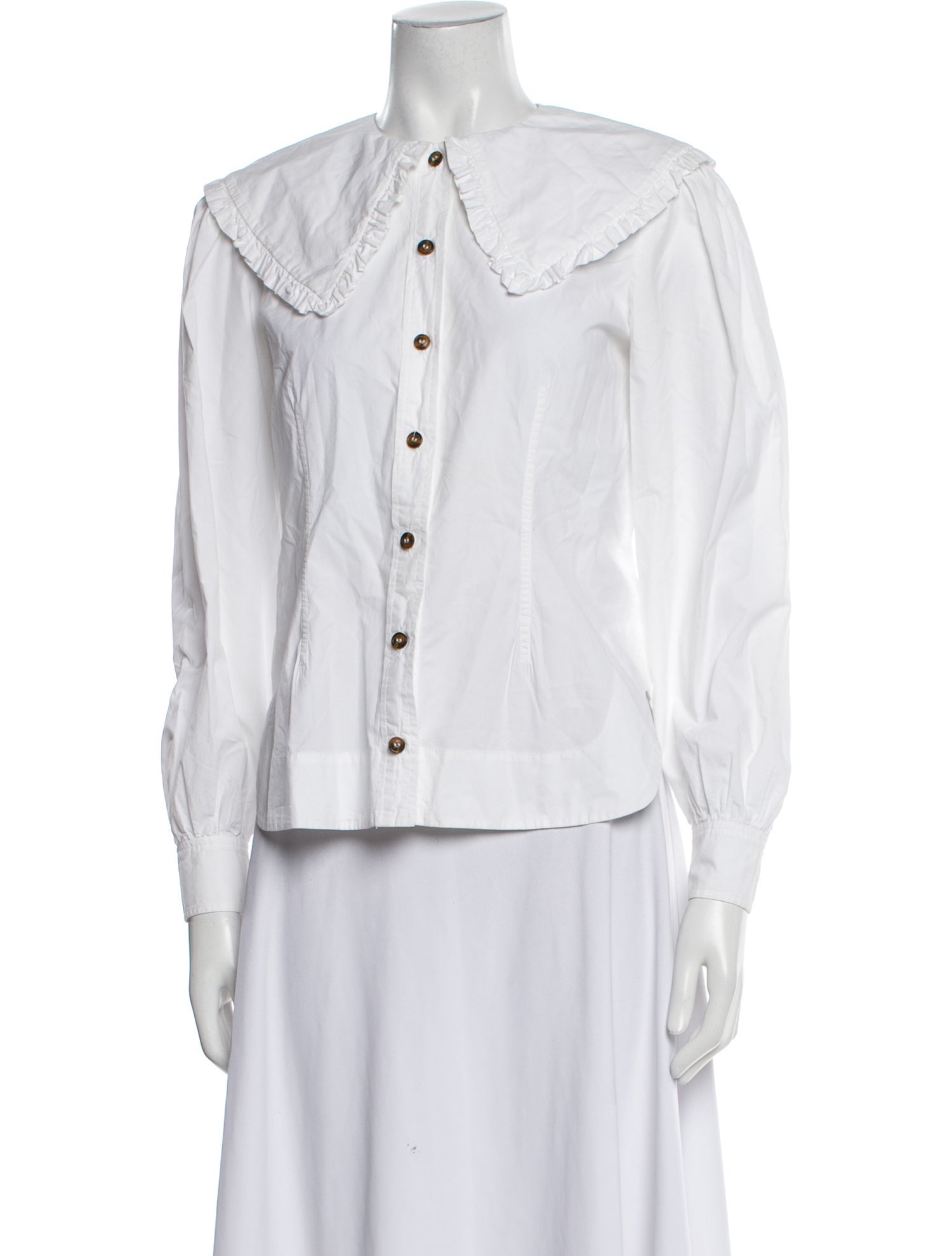 Ganni Long Sleeve Button-Up Top