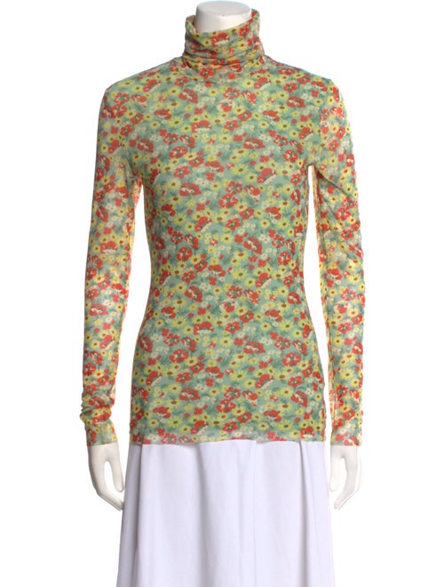 Ganni Floral Print Turtleneck Top