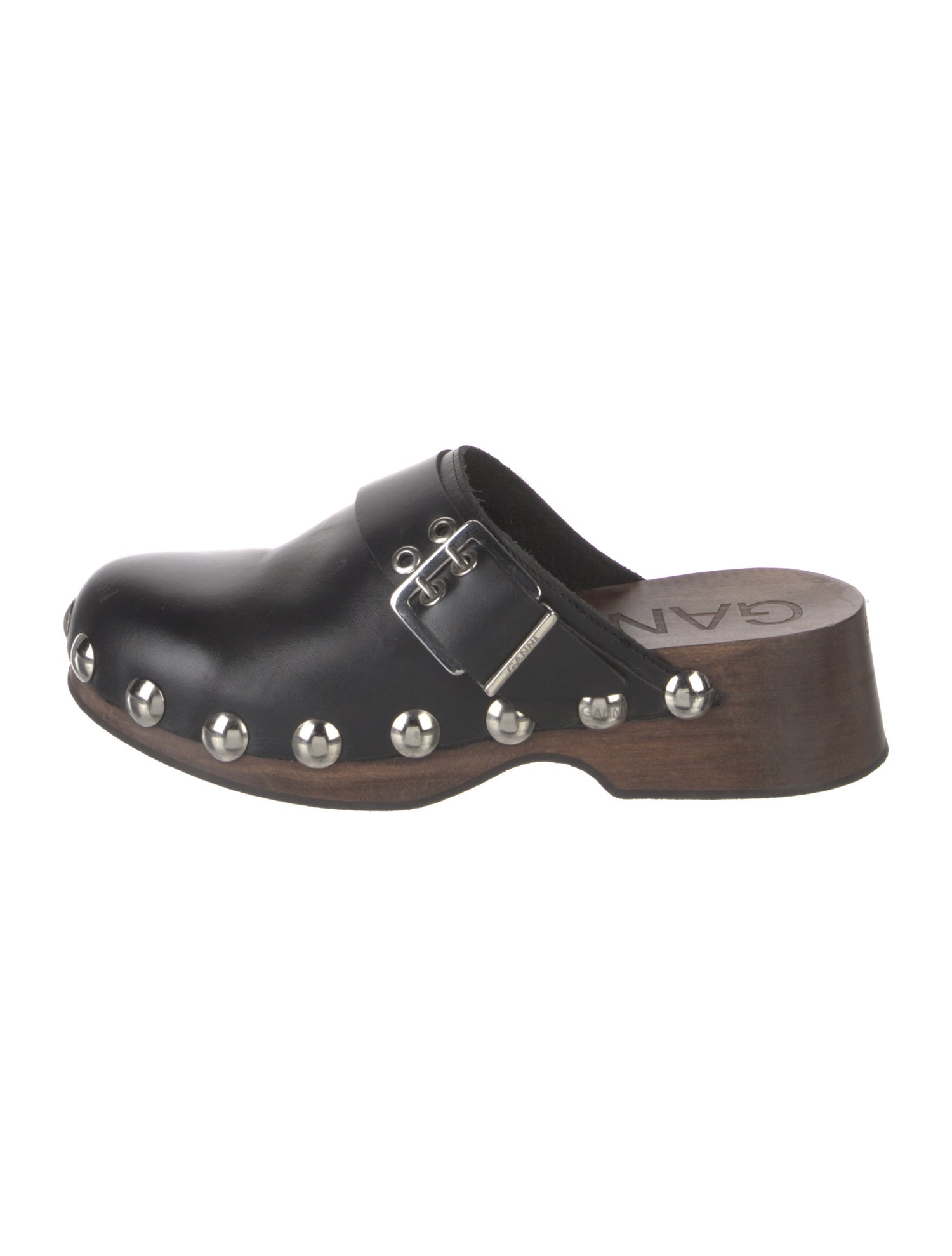 Ganni Leather Studded Accents Mules
