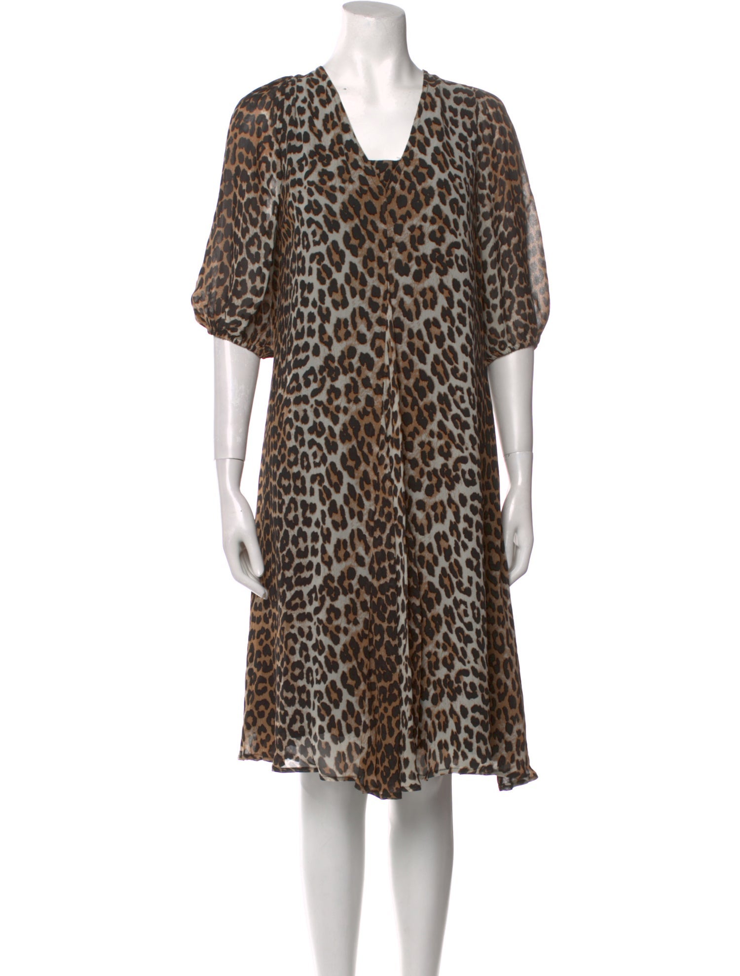 Ganni Animal Print Midi Length Dress