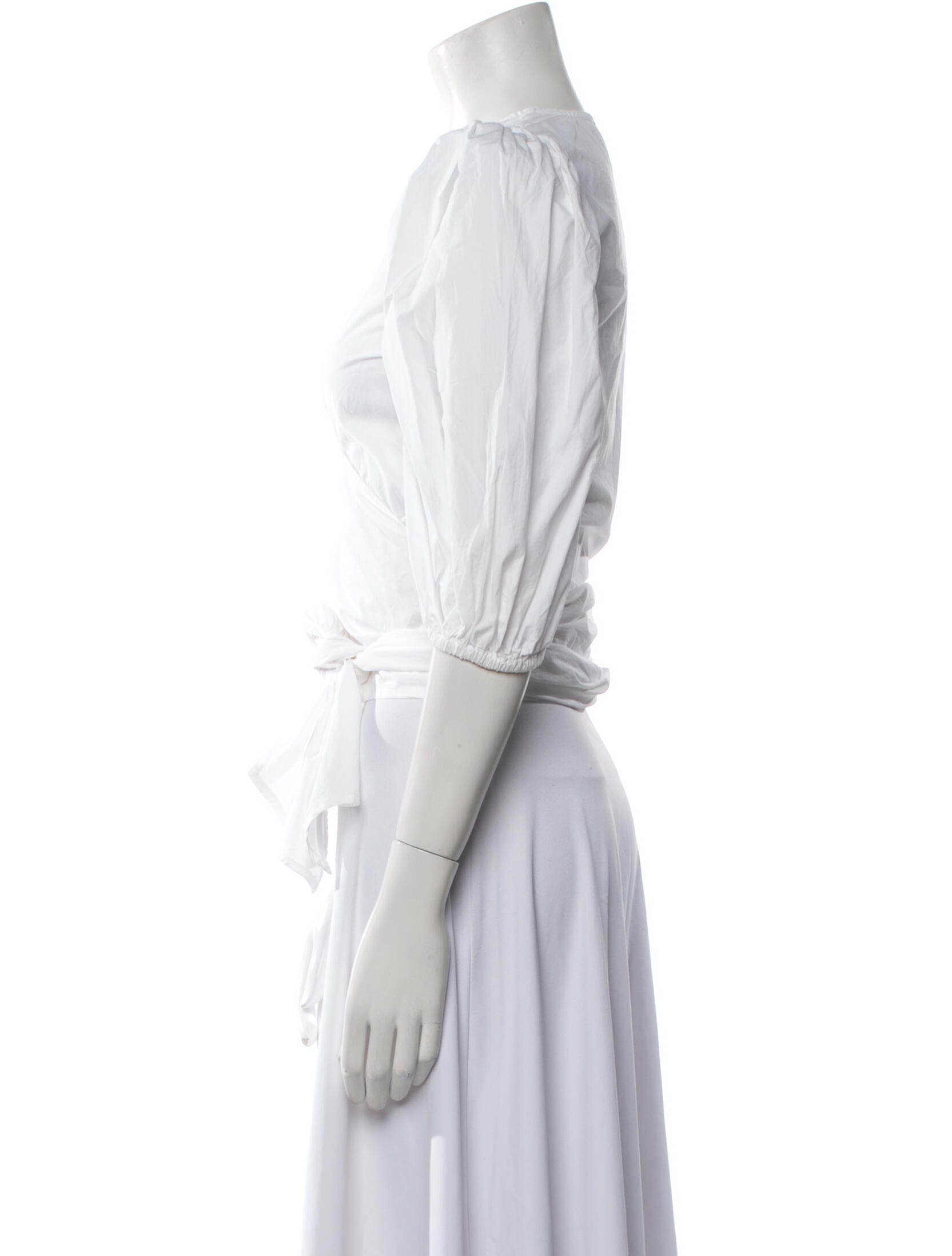 Ganni V-Neck Three-Quarter Sleeve Crop Top