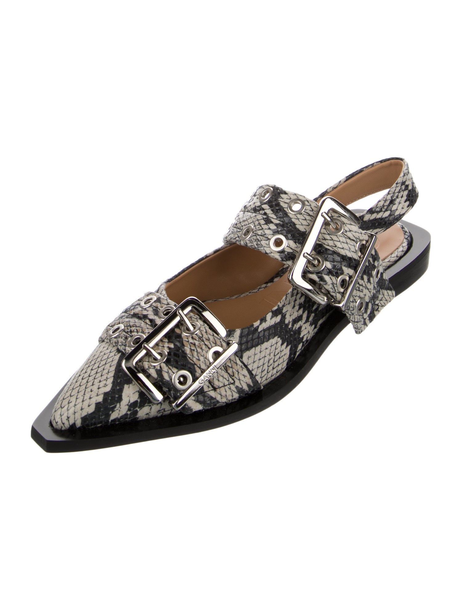 Ganni Animal Print Slingback Flats