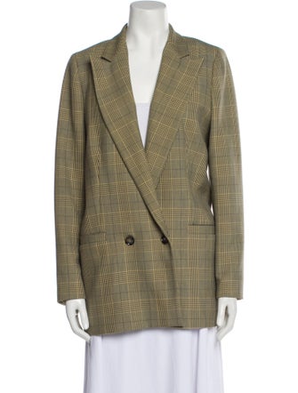 Ganni Plaid Print Blazer