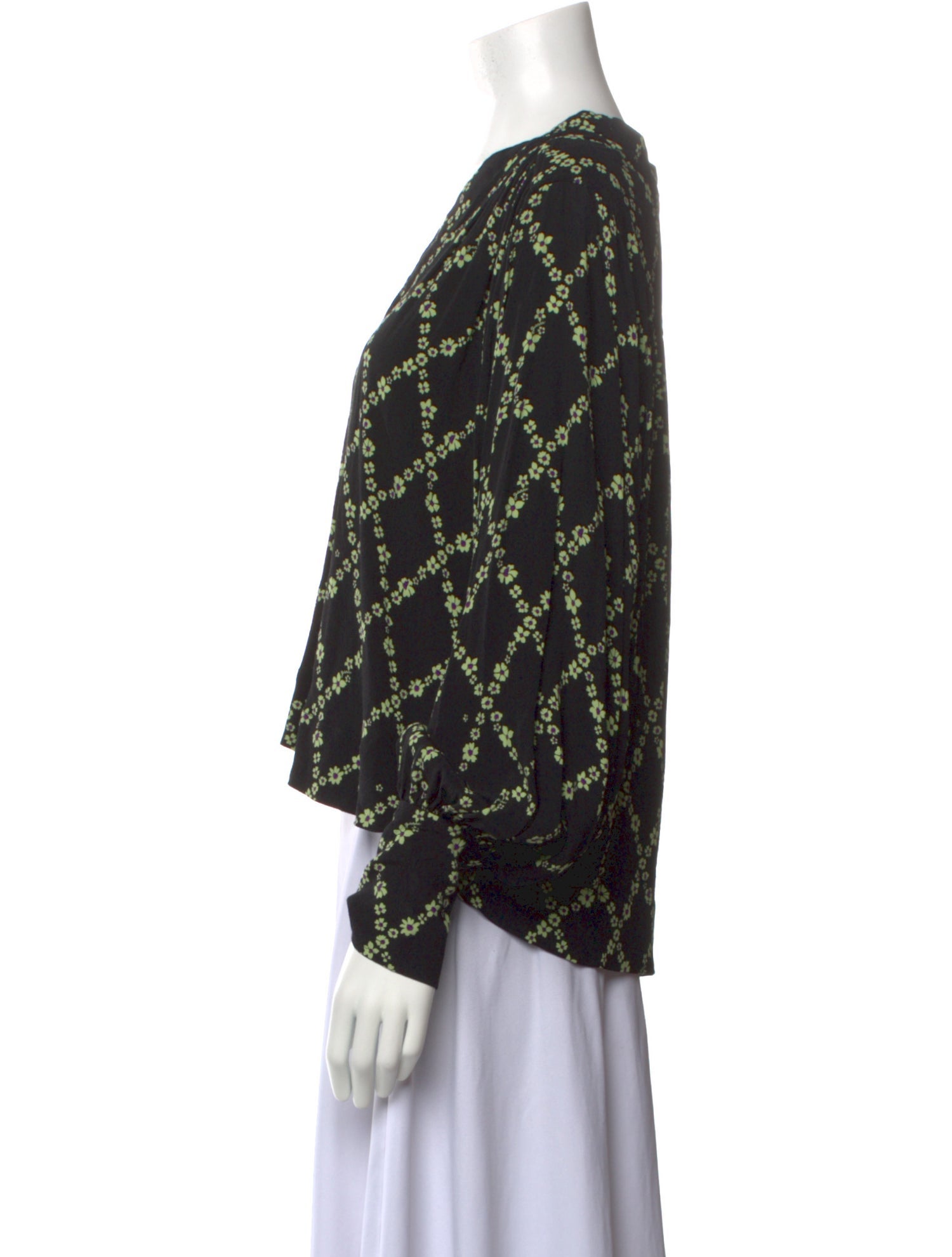 Ganni Printed V-Neck Blouse