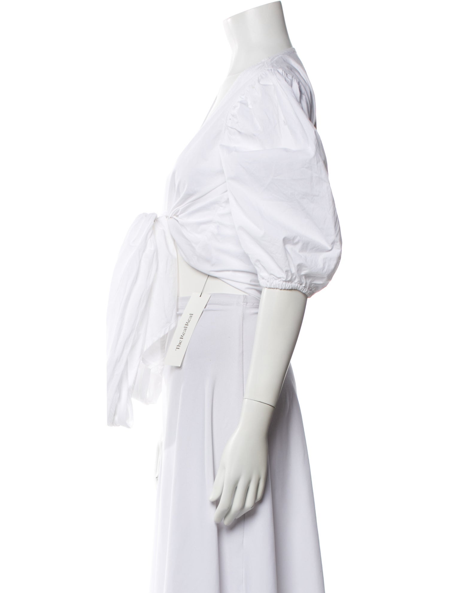 Ganni V-Neck Three-Quarter Sleeve Crop Top