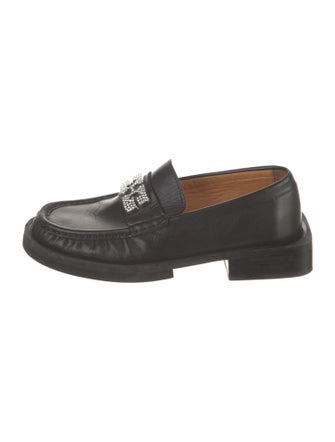 Ganni Leather Crystal Embellishments Loafers